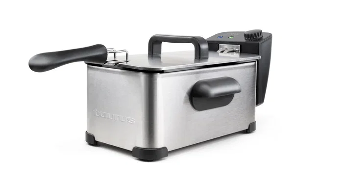 Taurus Fry 3 Freidora Eléctrica Acero Inoxidable 3 Litros (1kg Patatas) 2000W, Temperatura Regulable 150-190°C, Desmontable y Aptapara Lavavajillas