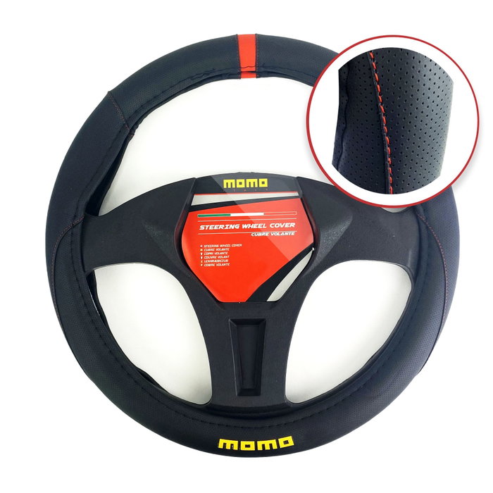 Momo Funda de Volante Elegant Universal Negro y Rojo 38-39cm
