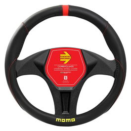 Momo MOMLSWC010BR Funda Volante Elegante Universal Negro y Rojo 38-39 cm
