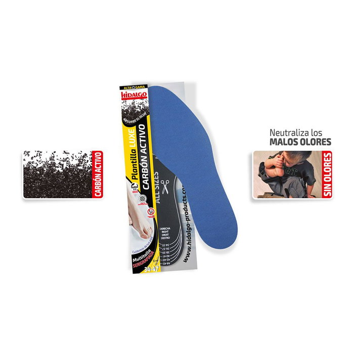 Hidalgo Plantilla Carbón Activo Luxe Recortable Neutraliza Malos Olores Talla 34-47