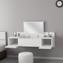 Hanah Home Mesa de Maquillaje Blanca 100cm Ancho x 33cm Alto x 39.1cm Profundo con Espejo Fijo a Pared Diseño Escandinavo