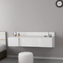 Hanah Home Mesa de Maquillaje Blanca 100cm Ancho x 33cm Alto x 39.1cm Profundo con Espejo Fijo a Pared Diseño Escandinavo