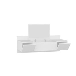 Hanah Home Mesa de Maquillaje Blanca 100cm Ancho x 33cm Alto x 39.1cm Profundo con Espejo Fijo a Pared Diseño Escandinavo