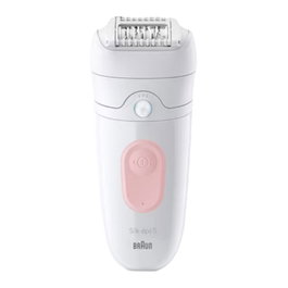 Braun Silk-épil 5 5-000 Depiladora Eléctrica con 28 Pinzas MicroGrip, Afeitadora y Recortadora, Mojado y Seco, Batería Recargable - Rosa y Blanco