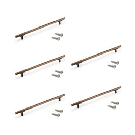 Emuca Lote de 5 tiradores para mueble Riad, L232mm, intereje 192mm, Aluminio, Bronce