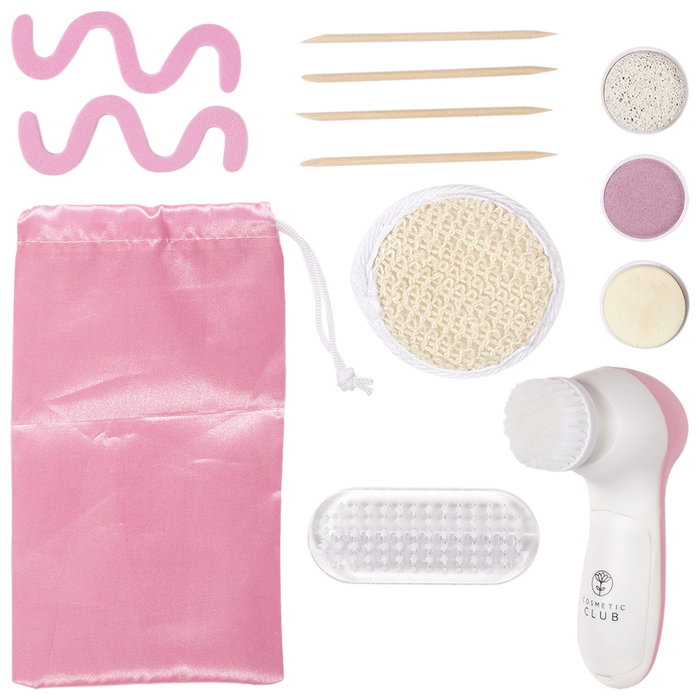 Cosmetic Club Juego De Pedicura 14 Piezas con Cepillo Eléctrico y 4 Cabezales, Bolsa de Transporte