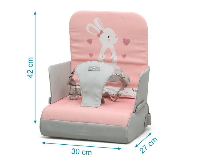KioKids Trona de Viaje Conejo Rosa para Bebé de 6 a 36 meses Accesorio Plegable y Portátil