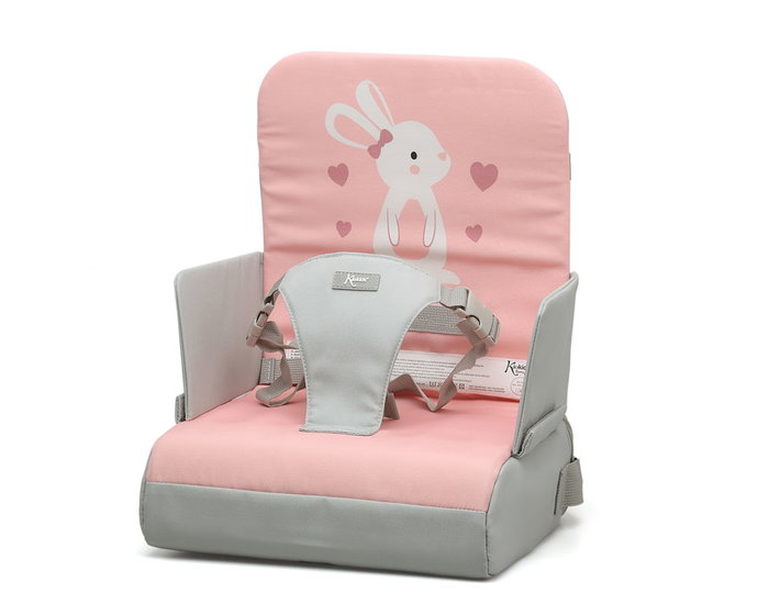 KioKids Trona de Viaje Conejo Rosa para Bebé de 6 a 36 meses Accesorio Plegable y Portátil