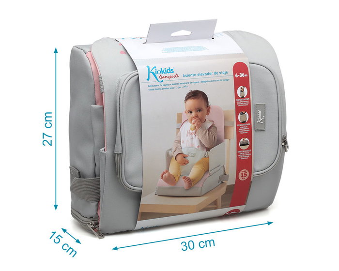 KioKids Trona de Viaje Conejo Rosa para Bebé de 6 a 36 meses Accesorio Plegable y Portátil
