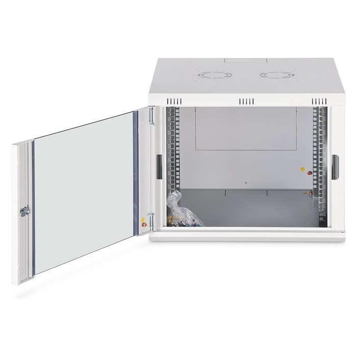 Digitus DN-600600 Rack Mural Dynamic-N 9U, 600x600mm (AnxPr), Acero/Vidrio, Bloqueo, Rieles, Gestión de Cables, Capacidad 60 kg, Color Gris Claro