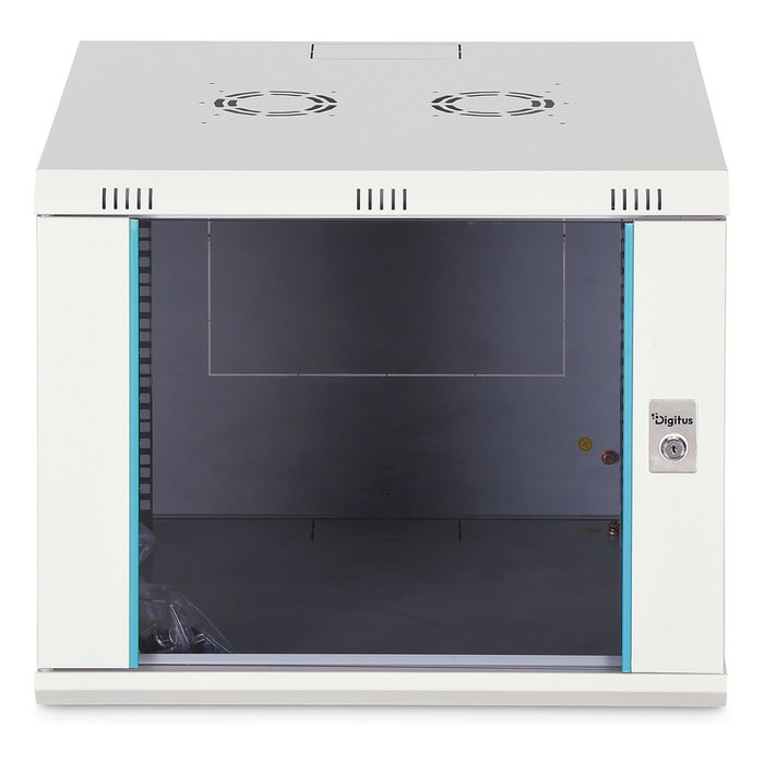 Digitus DN-600600 Rack Mural Dynamic-N 9U, 600x600mm (AnxPr), Acero/Vidrio, Bloqueo, Rieles, Gestión de Cables, Capacidad 60 kg, Color Gris Claro
