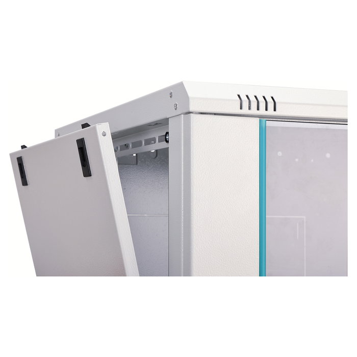 Digitus DN-600600 Rack Mural Dynamic-N 9U, 600x600mm (AnxPr), Acero/Vidrio, Bloqueo, Rieles, Gestión de Cables, Capacidad 60 kg, Color Gris Claro