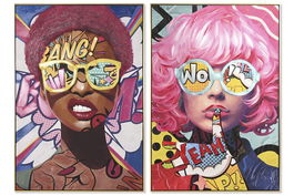 DKD Home Decor Cuadro Moderno Multicolor Pintado a Mano Lienzo/PS/Abeto 3.7 x 122 x 82 cm (2 Unidades)