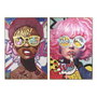 DKD Home Decor Cuadro Lienzo CHICA POP Pack de 2 Surtido Multicolor