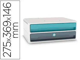 Cep Moov Up Fichero Cajones Sobremesa Reciclado 80% con Cerradura 2 Cajones Azul/Gris 275x369x146 mm