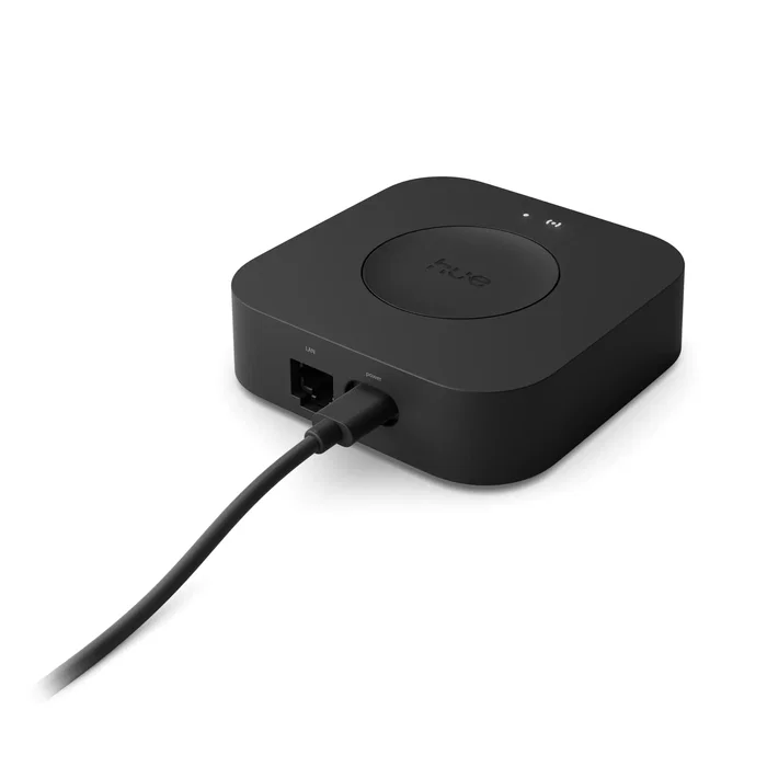 Philips Hue Bridge Pro V3, Hub Inalámbrico Bluetooth para Smart Home, Compatible con Alexa y Google Assistant, Controla hasta 150 Bombillas Philips Hue, Versión UE, Negro