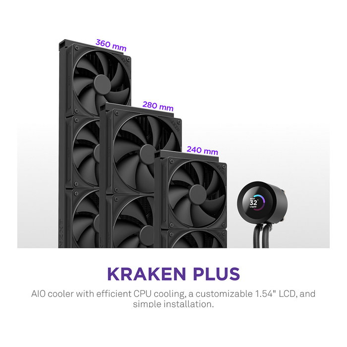 NZXT Kraken Plus 360 con pantalla LCD de 1,54 pulgadas Negro NZXT Kraken Plus 360 con pantalla LCD de 1,54 pulgadas Negro