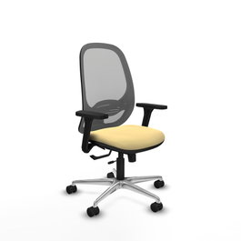 PIQUERAS Y CRESPO Silla de oficina Cilanco con mecanismo Sincro/Traslack, Crema y Gris