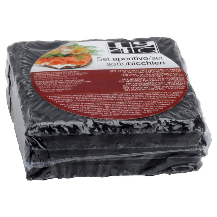 1946 Set 4 Platos Pizarra 1946 10x10 cm (3 Unidades) con Tacos Antideslizantes