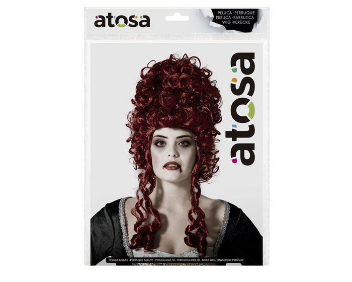 Peluca De Época Pelirroja Con Rizos Majestuosos Elegancia Siglo XVIII Carnaval Halloween