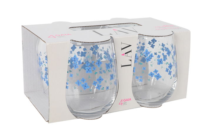LAV Set 4 Vasos 360cc Gaia Flores (6 Cajas)