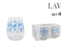 LAV Set 4 Vasos 360cc Gaia Flores (6 Cajas)