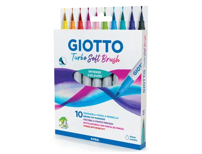 Giotto Rotulador Turbo Soft Brush Punta de Pincel Caja 10 Unidades Colores Surtidos