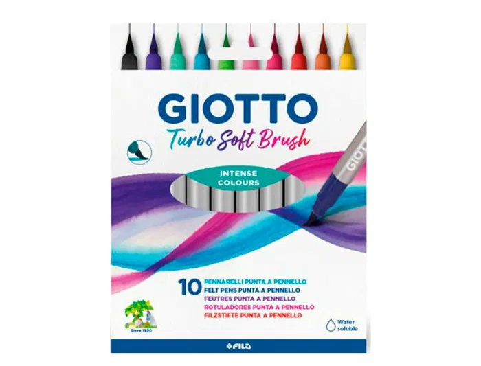 Giotto Rotulador Turbo Soft Brush Punta de Pincel Caja 10 Unidades Colores Surtidos