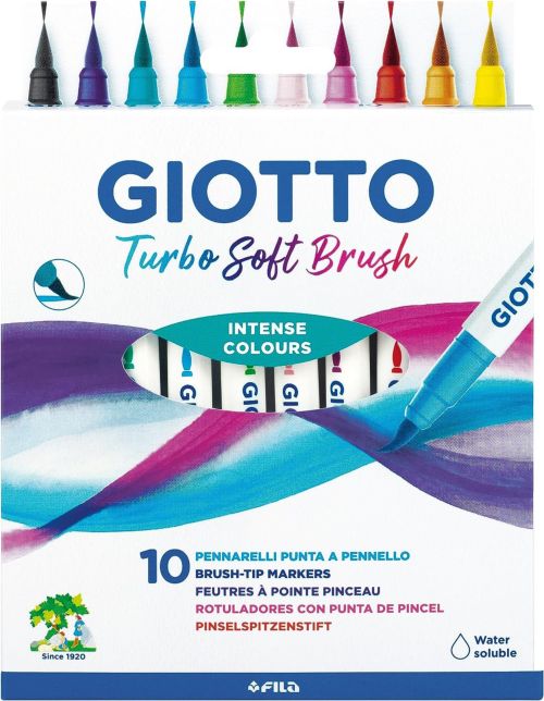 Giotto Turbo Soft Brush Estuche de 10 Rotuladores de Colores Surtidos