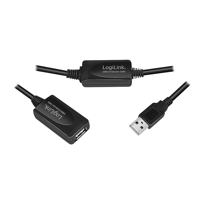 LogiLink Cable USB 2.0 Macho a Hembra 25m Negro