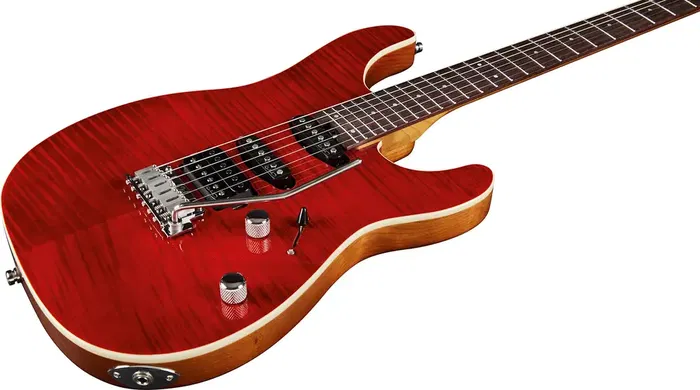 EKO Guitarra Eléctrica Aire 800 Musa Red Flamed Eko 6 Cuerdas Cuerpo Aliso Tapa Arce Flameado Rojo Brillante