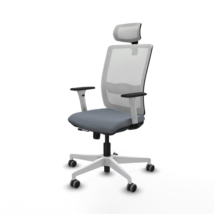 PIQUERAS Y CRESPO Silla de oficina Haches con mecanismo Sincro/Traslack, Gris y Blanco