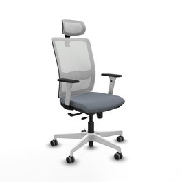 PIQUERAS Y CRESPO Silla de oficina Haches con mecanismo Sincro/Traslack, Gris y Blanco