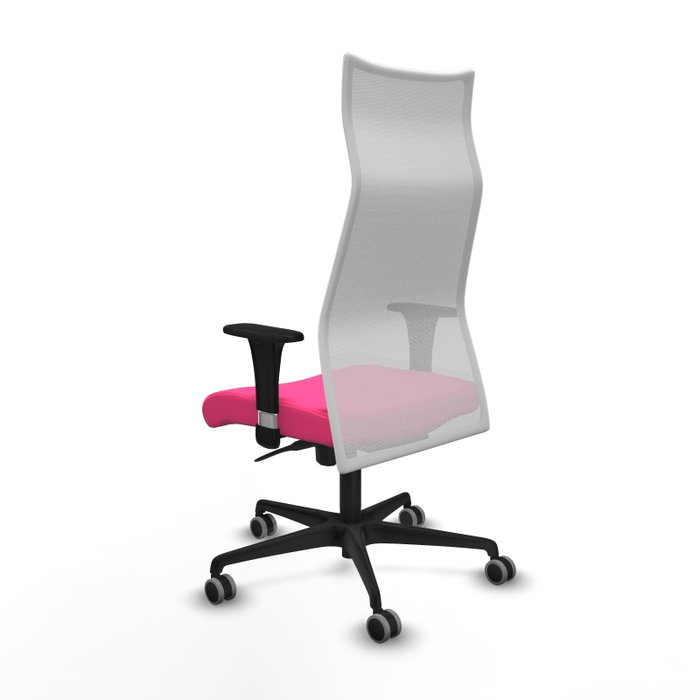 PIQUERAS Y CRESPO Sillón Albacete con mecanismo Sincro, Similpiel Rosa y Malla Blanca