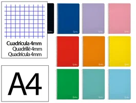 Liderpapel Cuaderno Espiral Witty A4 Tapa Dura 80 Hojas 90g Cuadro 4mm Colores Surtidos