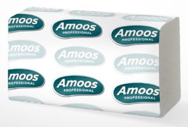 Toalla Secamanos Amoos Professional Plegada Zig-Zag 2 Capas 21X25 Cm. Paquete De 160 Blanco