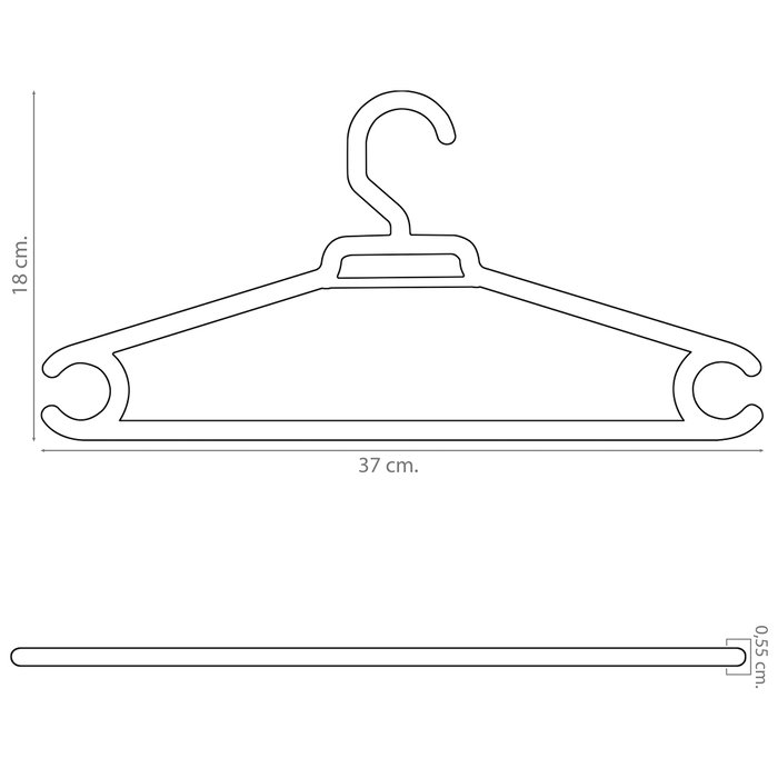Inde Set 6 Perchas Multiusos Plástico Extra Blanca 36,8 cm (8 Cajas)