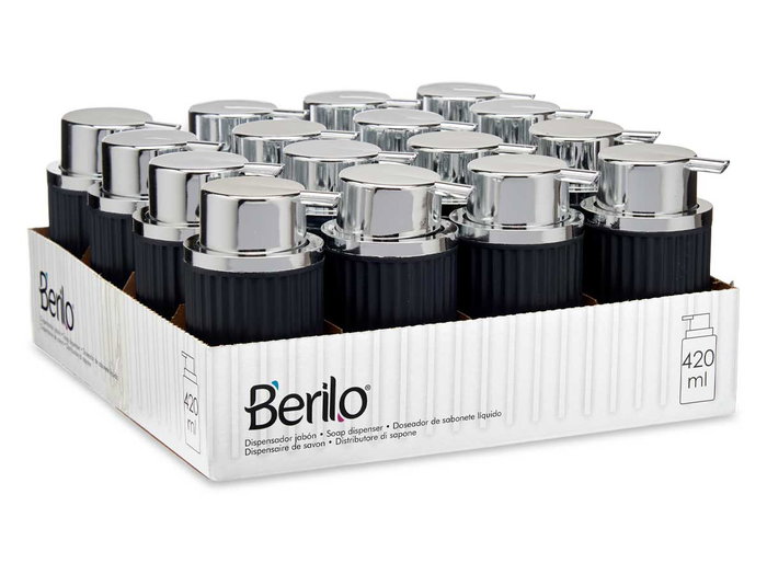 Berilo Dispensador Jabon Plástico 420ml Antracita 7x14.5x8.5cm (Set de 32)
