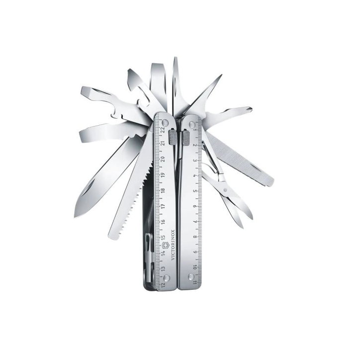 Victorinox SwissTool X Plus Multifunción de 39 Herramientas con Funda de Cuero, Plateado, Modelo V-3.03 38.L