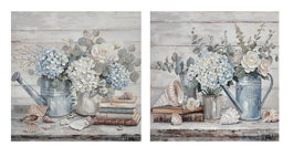 DKD Home Decor Cuadro Lienzo Abeto Hortensias 60x60 (Surtido de 2)