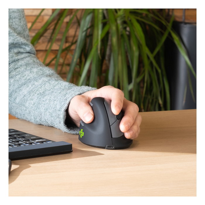 R-Go Ratón Ergonómico para Zurdo HE Break, Bluetooth, 5 Botones, 2400 DPI, Negro, Software de Pausa, Conexión Inalámbrica, Recargable, para Manos Medianas