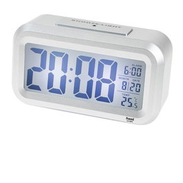 SAMI Despertador LCD Digit XL con Sensor de Luz Nocturna, Plata Oscuro