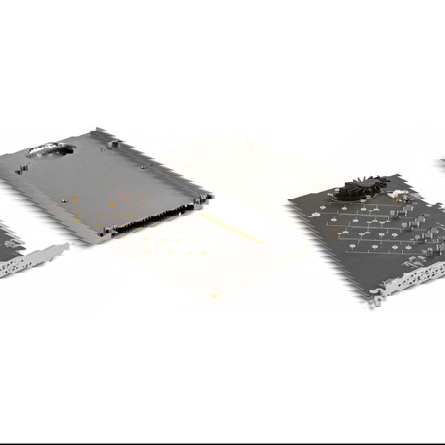 DeLOCK PCI Express 4.0 x16 Karte zu 4 x NVMe M.2 Key M mit Kühlkörper und Lüfter - Bifurcation DeLOCK PCI Express 4.0 x16 Karte zu 4 x NVMe M.2 Key M mit Kühlkörper und Lüfter - Bifurcation