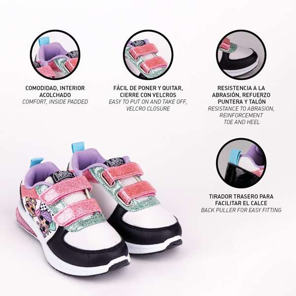 LOL Surprise! t031 Zapatilla Deportiva Negra con Luces LED para Niña, Suela PVC, Talla 31, Ideal para 3+ Años