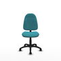 Silla de oficina Algarra con mecanismo Contacto permanente básico tapizada con Tela color Turquesa. Equipada con Base poliamida negra, Sin brazos y Ruedas de nailon 50 mm