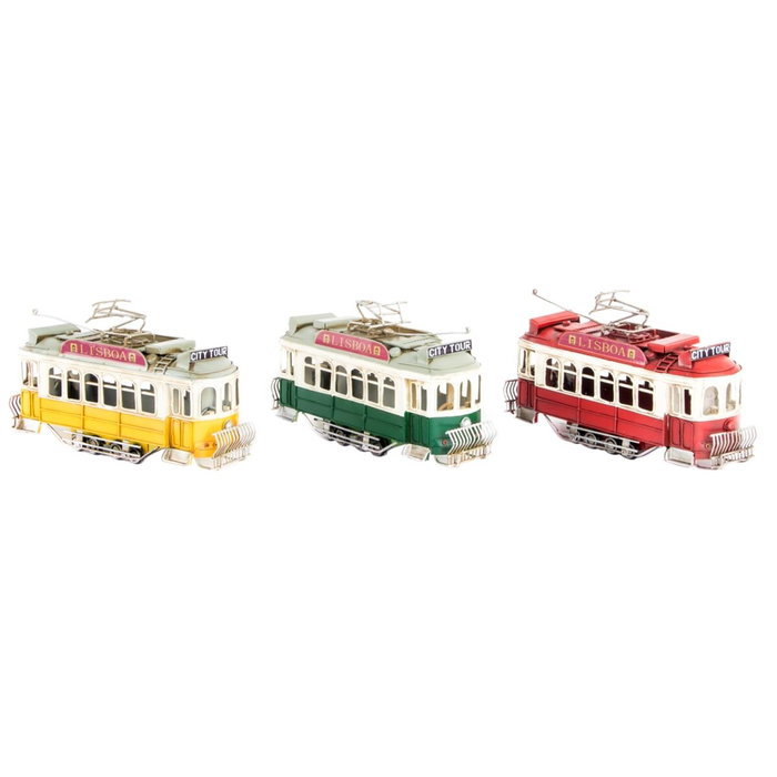 DKD Home Decor Vehículo de Decoración Metal Tranvía Surtido de 3