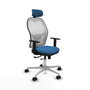 PIQUERAS Y CRESPO Silla de oficina Jorquera con mecanismo Sincro/Traslack, Azul claro y Blanco