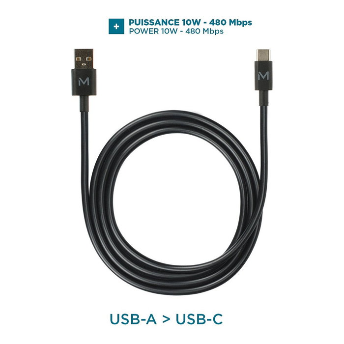 Mobilis Cable USB A a USB C 1 m Negro Mobilis Cable USB A a USB C 1 m Negro