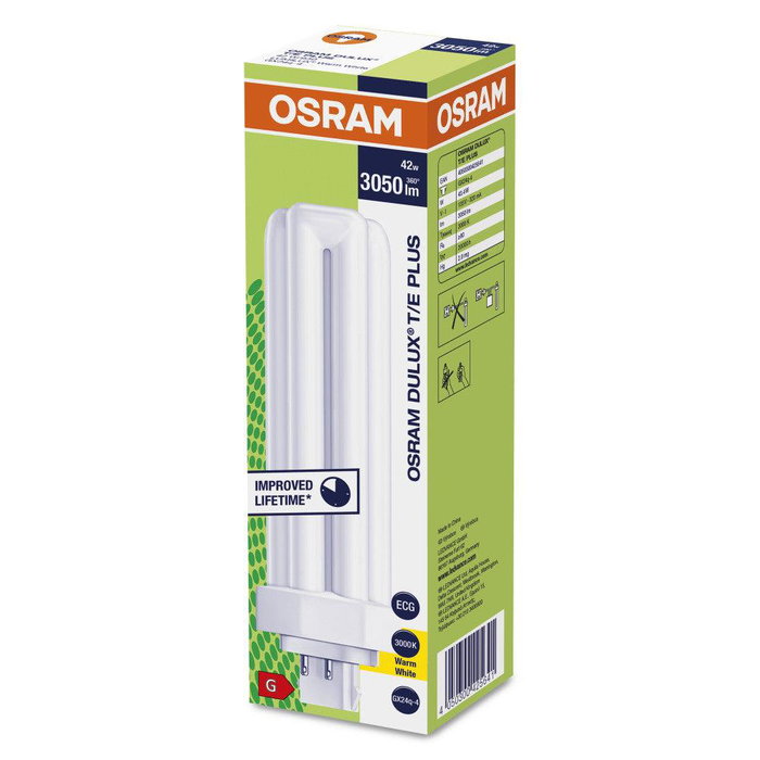 OSRAM LVE-4050300425641 Bombilla DULUX T/E GX24q-4 3 Tubos 4 Pines Fluorescente Compacta 42W 3050Lm 3000K Regulable