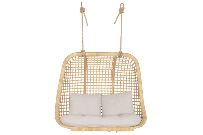 DKD Home Decor Sillón Colgante Balines Natural Beige Ratan Poliester 60 x 120 x 140 cm DKD Home Decor Sillón Colgante Balines Natural Beige Ratan Poliester 60 x 120 x 140 cm